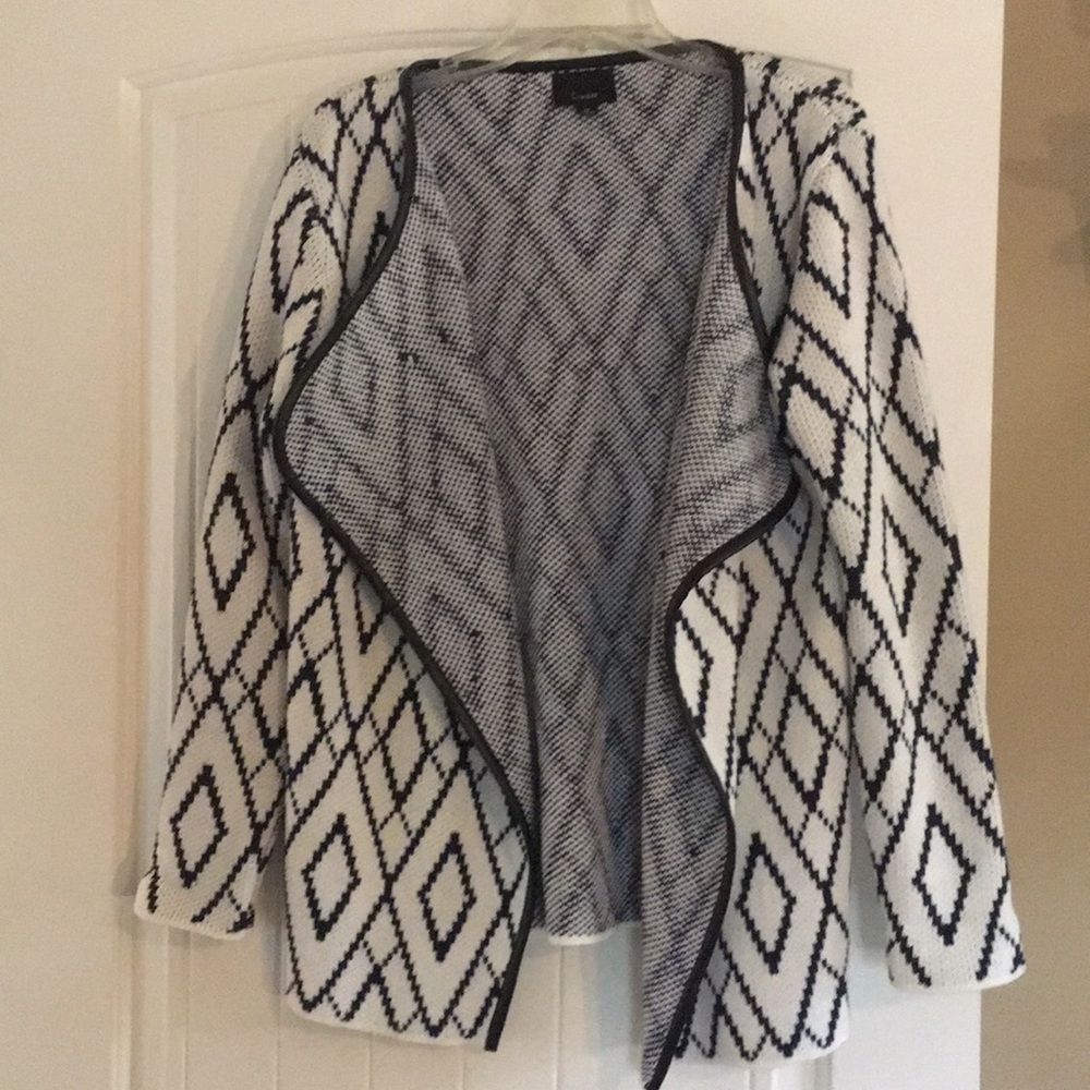 Lumiere white navy and black wrap cardigan